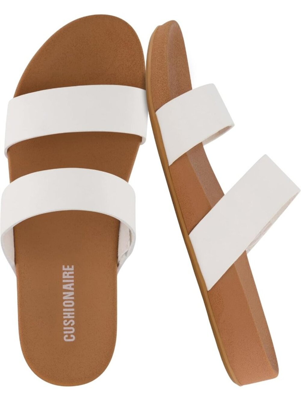 Women's White Josie Slip On Two Strap Open Toe Comfort Flip Flop Sandal Shoes